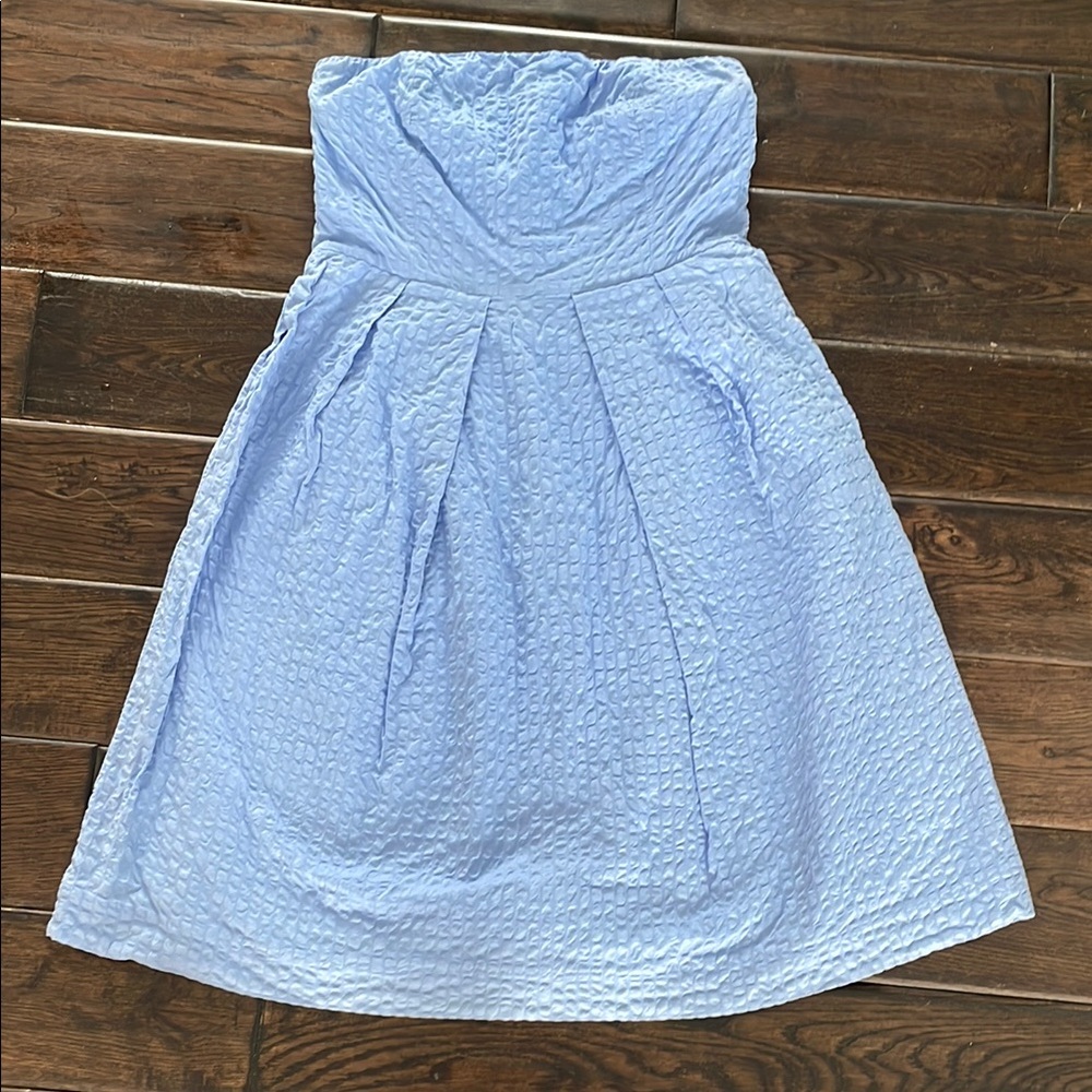 Light Blue Strapless Ladies Dress